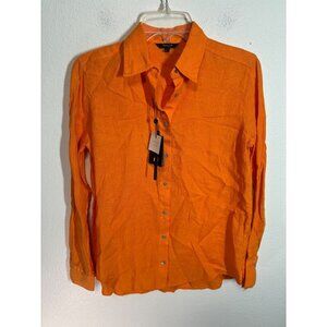 NWT Mossimo Dutti Button Up Blouse Shirt Business Casual Women's Size 2 Orange